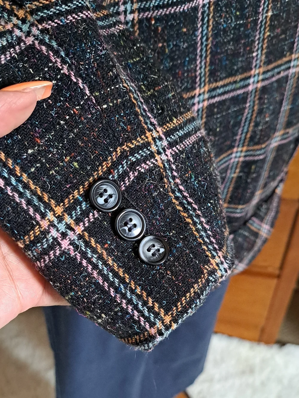 Vintage Steven Michaels Confetti Tweed Plaid Blazer Made in USA